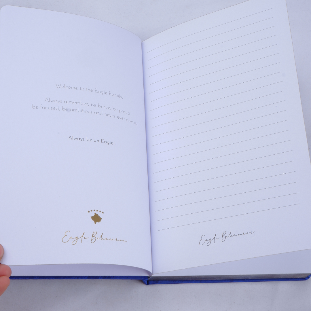 Carnet de luxe “Dardan” – Satin Bleu Royal & Carte Dorée du Kosovo | Identité Noble